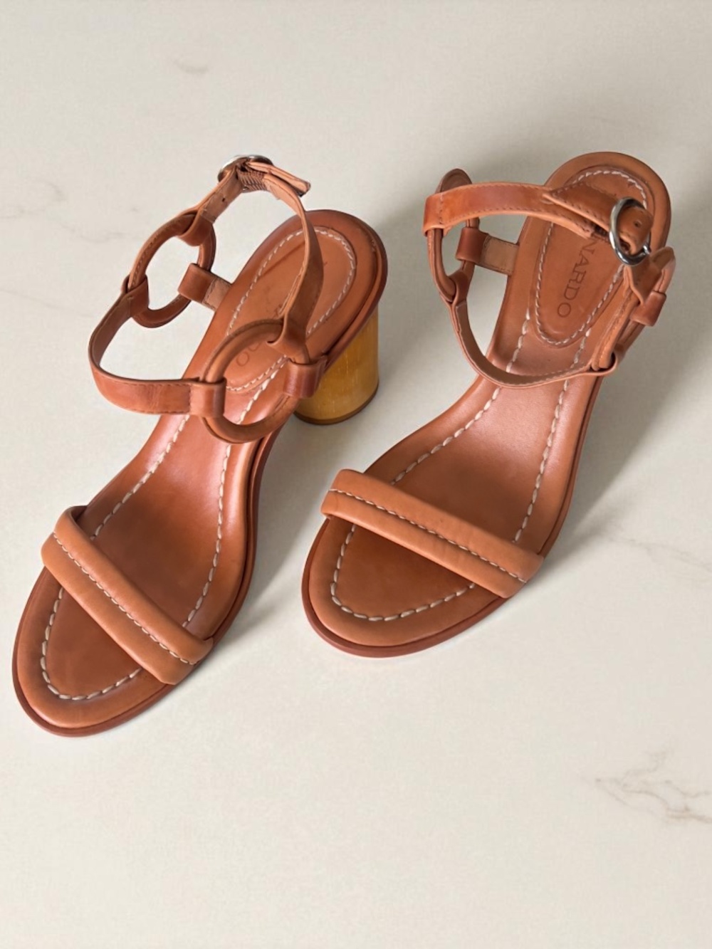 Bernardo Leather Block Heel Sandals
